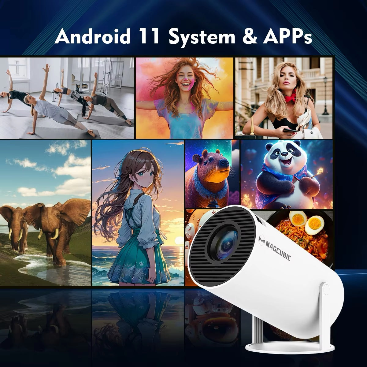 4K Full 3D Projector | Android 11, 200 ANSI Lumens, Dual WiFi 6 & Bluetooth – Home Theater Experience