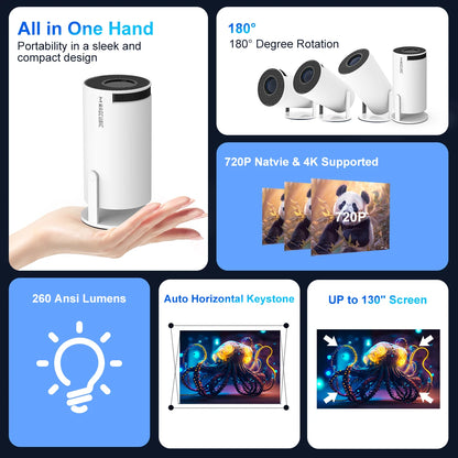 4K Full 3D Projector | Android 11, 200 ANSI Lumens, Dual WiFi 6 & Bluetooth – Home Theater Experience